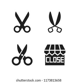 boutique icon. 4 boutique vector icons set. store and scissors icons for web and design about boutique theme