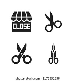 boutique icon. 4 boutique vector icons set. store and scissors icons for web and design about boutique theme