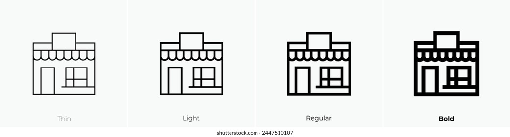 boutique icon. Thin, Light Regular And Bold style design isolated on white background