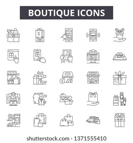 Boutique line icons, signs set, vector. Boutique outline concept, illustration: boutique,business,shop,desale