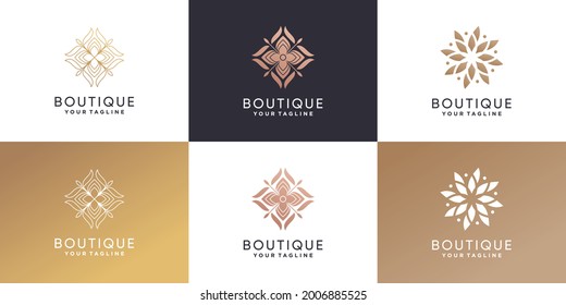 Conjunto de logotipos Boutique con estilo creativo Vector Premium