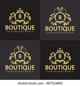 Boutique logo design template ,Luxury Fashion logo design concept ,Vector illustration