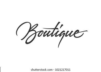 Boutique logo design. Vector sign lettering. Logotype calligraphy