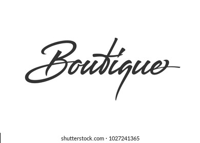 Boutique logo design. Vector sign lettering. Logotype calligraphy