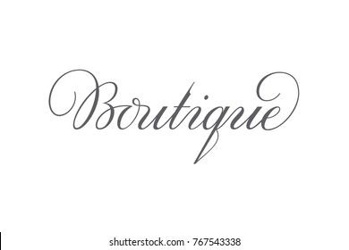 Boutique logo design. Vector sign lettering. Logotype calligraphy