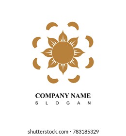 Boutique logo icon. flat gold color on white background
