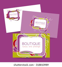 Boutique logo. Template design of corporate identity for the prestigious high-end salon,  brand, restaurant, store, spa and etc.