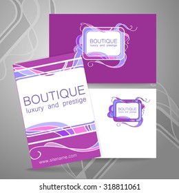 Boutique logo. Template design of corporate identity for the prestigious high-end salon,  brand, restaurant, store, spa and etc.