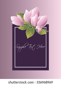 Boutique logo template with purple magnolia flowers