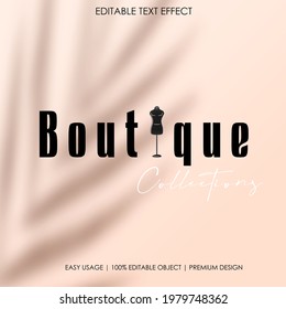 logotipo boutique con espacio de texto para su lema, tagline, ilustración vectorial, diseño de plantilla moderna. Efecto de estilo de texto y texto fácil de editar para el cambio. Color del texto Negro con fondo de arena
