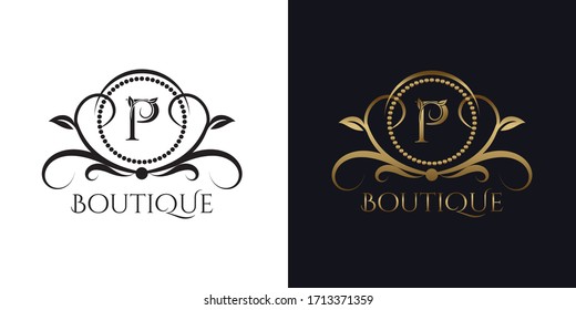 Boutique Luxury Logo Letter P Template Vector Circle for Restaurant, Royalty, Boutique, Cafe, Hotel, Heraldic, Jewelry, Fashion