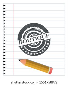 Boutique pencil strokes emblem. Vector Illustration. Detailed.
