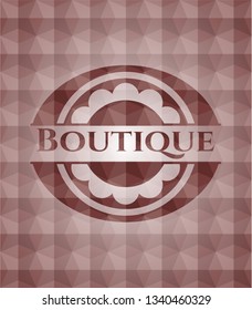Boutique red geometric pattern emblem. Seamless.