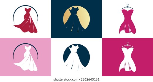 Boutique set logo design with creative concept Premium Vector