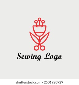 boutique sewing tailoring logo design vector