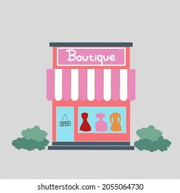 Boutique shop facade vector. Shop front view 