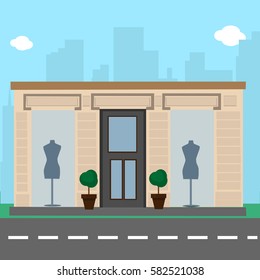 Boutique with transparent showcase