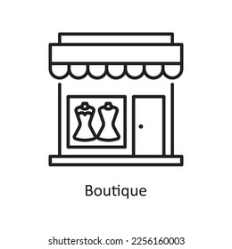 Ilustración de diseño de iconos de esquema del vector Boutique. Símbolo de compras y comercio electrónico en archivo EPS 10 de fondo blanco