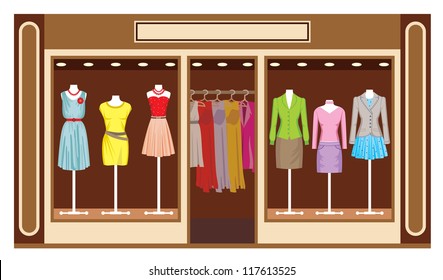 Boutique. Women's Clothing Shop. Vector