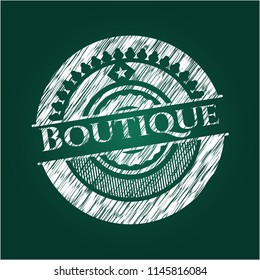 Boutique written on a chalkboard