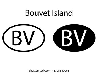 Bouvet Island country code icon.  Iso code country domain name.   BV - Bouvet Island  abbreviated. vector