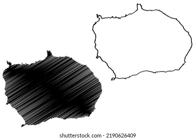 Bouvet island (Kingdom of Norway, Dependent territory of Norway) map vector illustration, scribble sketch Bouvetoya map
