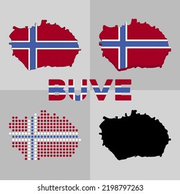 Bouvet map. Outline map and flag of Bouvet Island. Vector