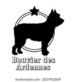 Bouvier des Ardennes Hund Silhouette, Hund, Hunderasse, Logo, Vektor, Silhouette, Logo-Design, Tier, Illustration, Symbol, Zeichen, Design, schwarz, Symbol, Haustier