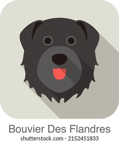 Bouvier Des Flandres dog face flat icon, dog series