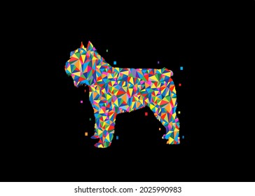 Bouvier des flandres Dog Wpap pop art colorful minimalist illustration vector, black background.