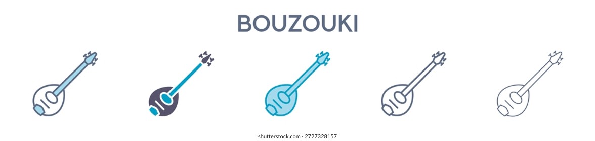 Elemento Bouzouki Para Diseño Gráfico - Estilos Múltiples. Ilustración vectorial De Dos Colores Y Negro. Los Diseños Múltiples De Los Iconos Se Pueden Utilizar Para El Móvil, Ui, Web