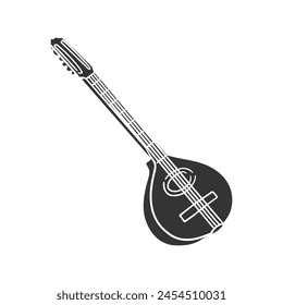 Bouzouki Icon Silhouette Illustration. Music Instrument Vector Graphic Pictogram Symbol Clip Art. Doodle Sketch Black Sign.