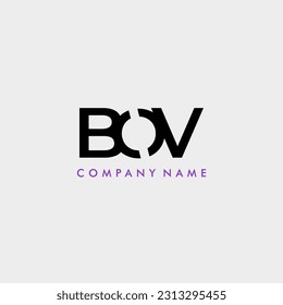 Logotipo de monograma de la carta inicial BOV