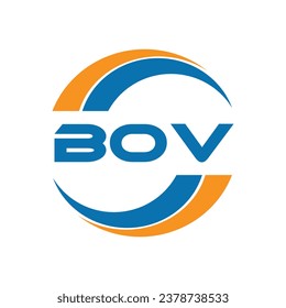 Diseño del logotipo de la carta BOV sobre fondo blanco o diseño del logotipo de Monograma para emprendedores y empresas.