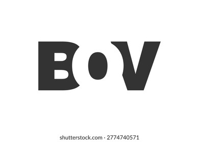 BOV logo design. Initial letter B O V bold font style for tech startups, consulting, corporate branding. Creative company name, headlines typography identity, trendy logotype. Vector illustration.