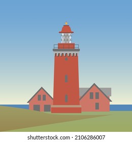 Faro Bovbjerg en Dinamarca. Ilustración vectorial
