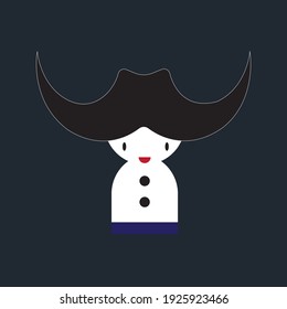 Bovine character, flat design vector illustration.
