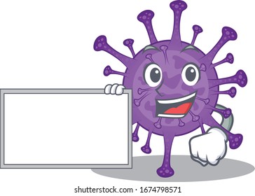 Bovine coronavirus with board cartoon mascot design style