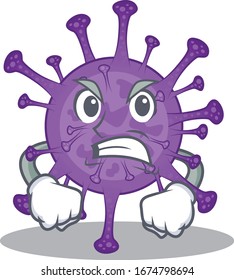 Bovine coronavirus cartoon character design with angry face