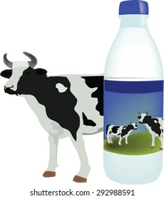 bovine milk with plastic container containing whole milk