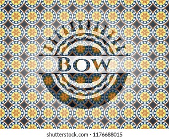 Bow arabic badge background. Arabesque decoration.