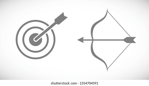 bow archery and target with arrow icon