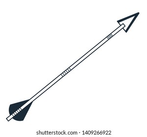 Bow arrow archer weapon black icon vector illustration graphic design