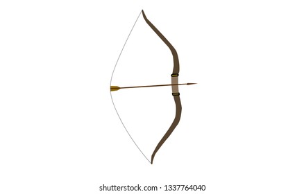 Bow and arrow, archery, hunter weapon, isolated, vector