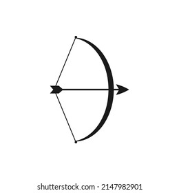 Bow und Pfeil. Bogensymbol-Design einzeln auf weißem Hintergrund. Vektorgrafik
