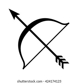 Bow & arrow archery line art vector icon for games and websites
