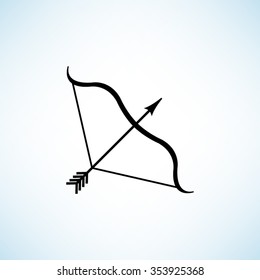 Bow and Arrow -  black vector icon
