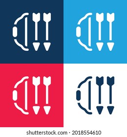 Bogen- und Pfeilblau und Rot - Vier-Farben-Minimalsymbol