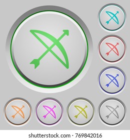 Bow with arrow color icons on sunk push buttons