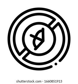 Bow With Arrow Crossed Out Icon Thin Line Vector. Anti Archery Sport, Cross Out Equipment Mark Concept Linear Pictogram. Black And White Outline Sign Isolated Contour Symbol Illustration